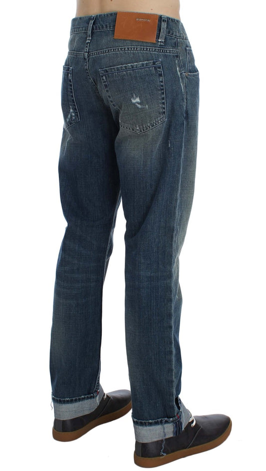 Acht Blue Wash Cotton Denim Regular Fit Jeans Acht