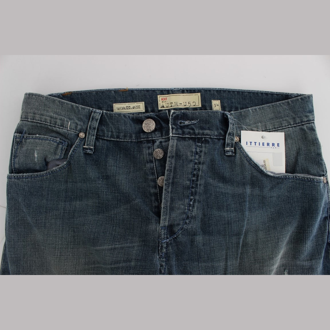 Acht Blue Wash Cotton Denim Regular Fit Jeans