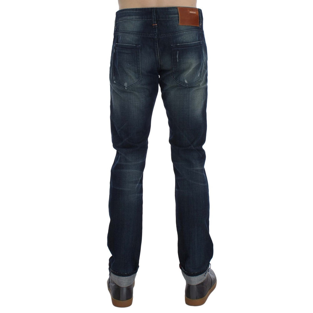 Acht Blue Wash Cotton Denim Slim Fit Jeans
