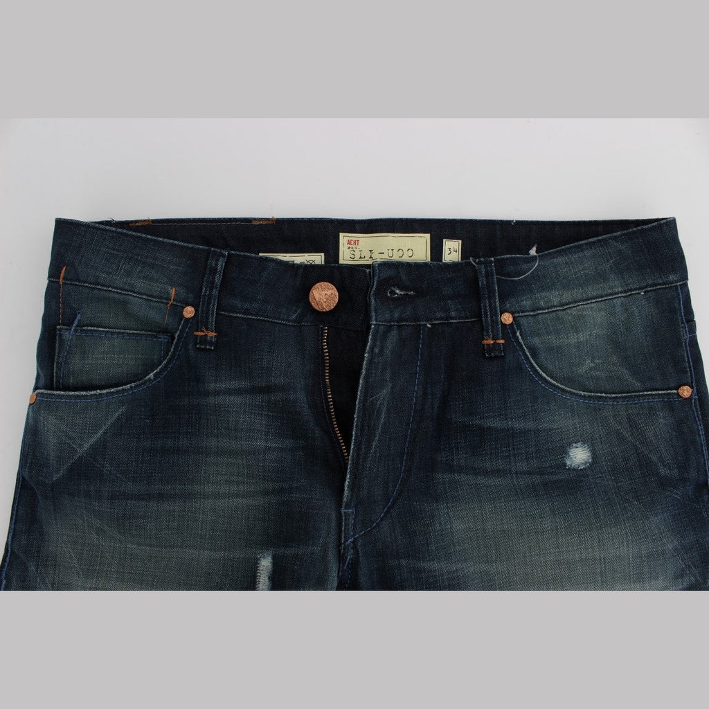 Acht Blue Wash Cotton Denim Slim Fit Jeans