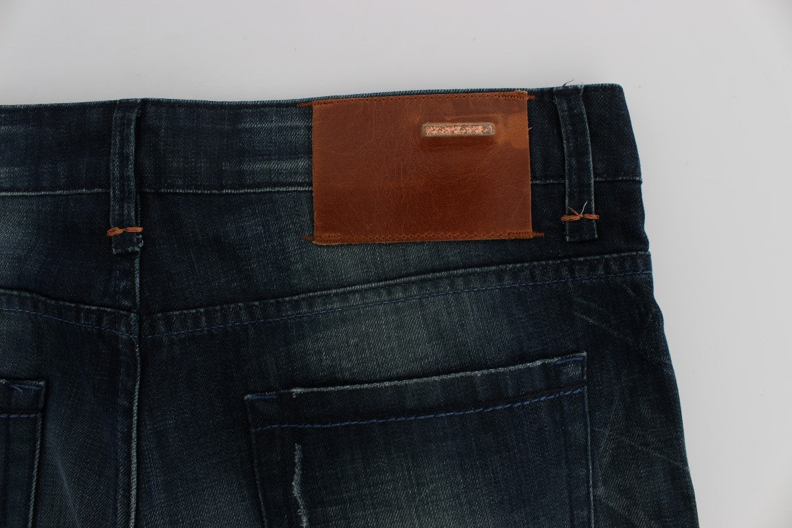 Acht Blue Wash Cotton Denim Slim Fit Jeans Acht