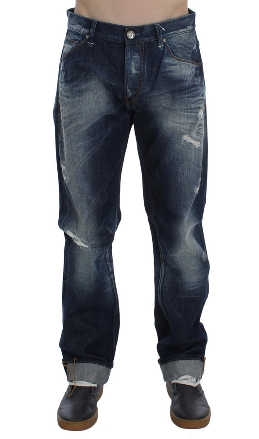 Acht Blue Wash Cotton Denim Regular Fit Jeans Acht