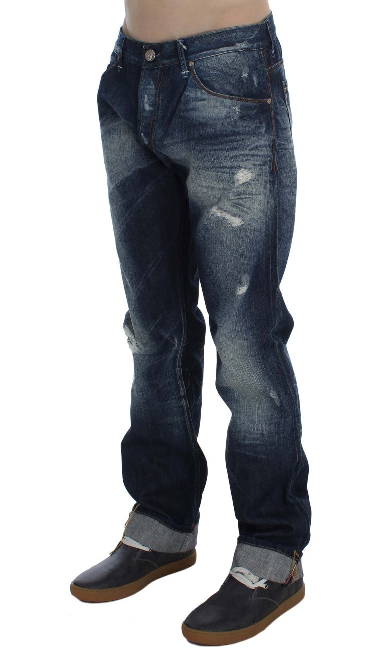 Acht Blue Wash Cotton Denim Regular Fit Jeans Acht