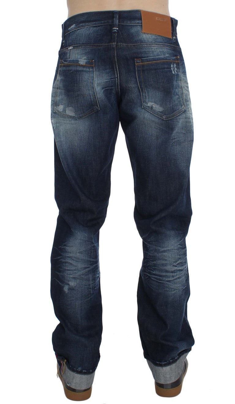 Acht Blue Wash Cotton Denim Regular Fit Jeans Acht