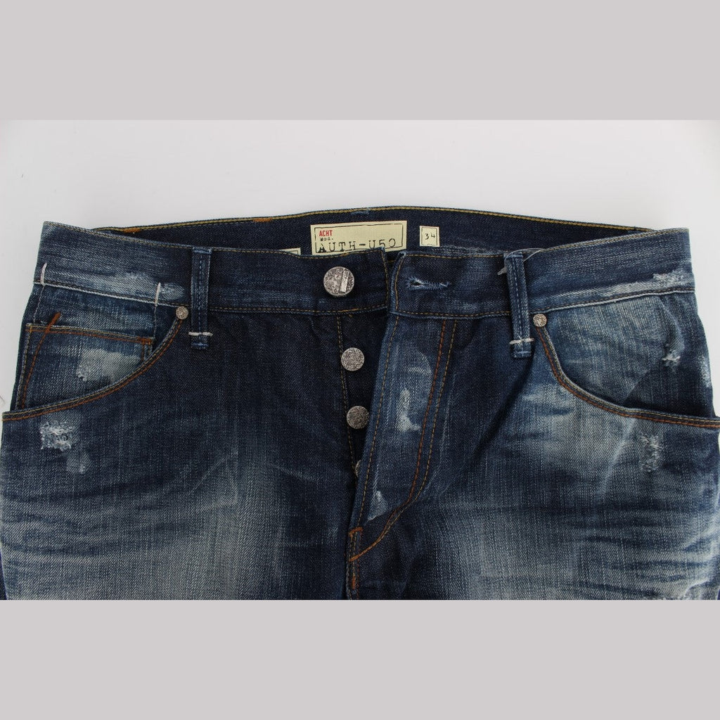 Acht Blue Wash Cotton Denim Regular Fit Jeans