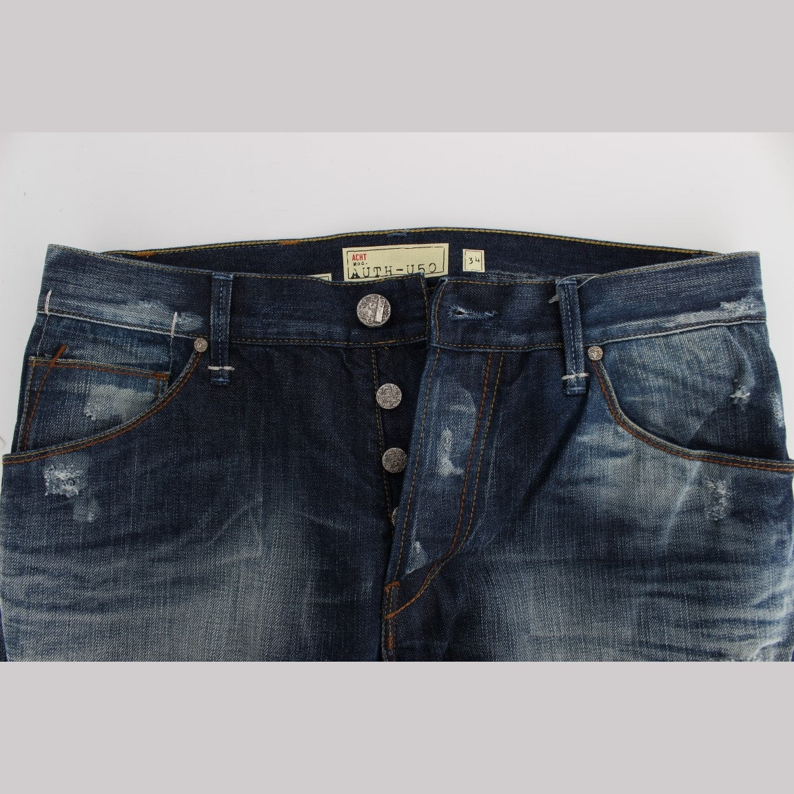 Acht Blue Wash Cotton Denim Regular Fit Jeans