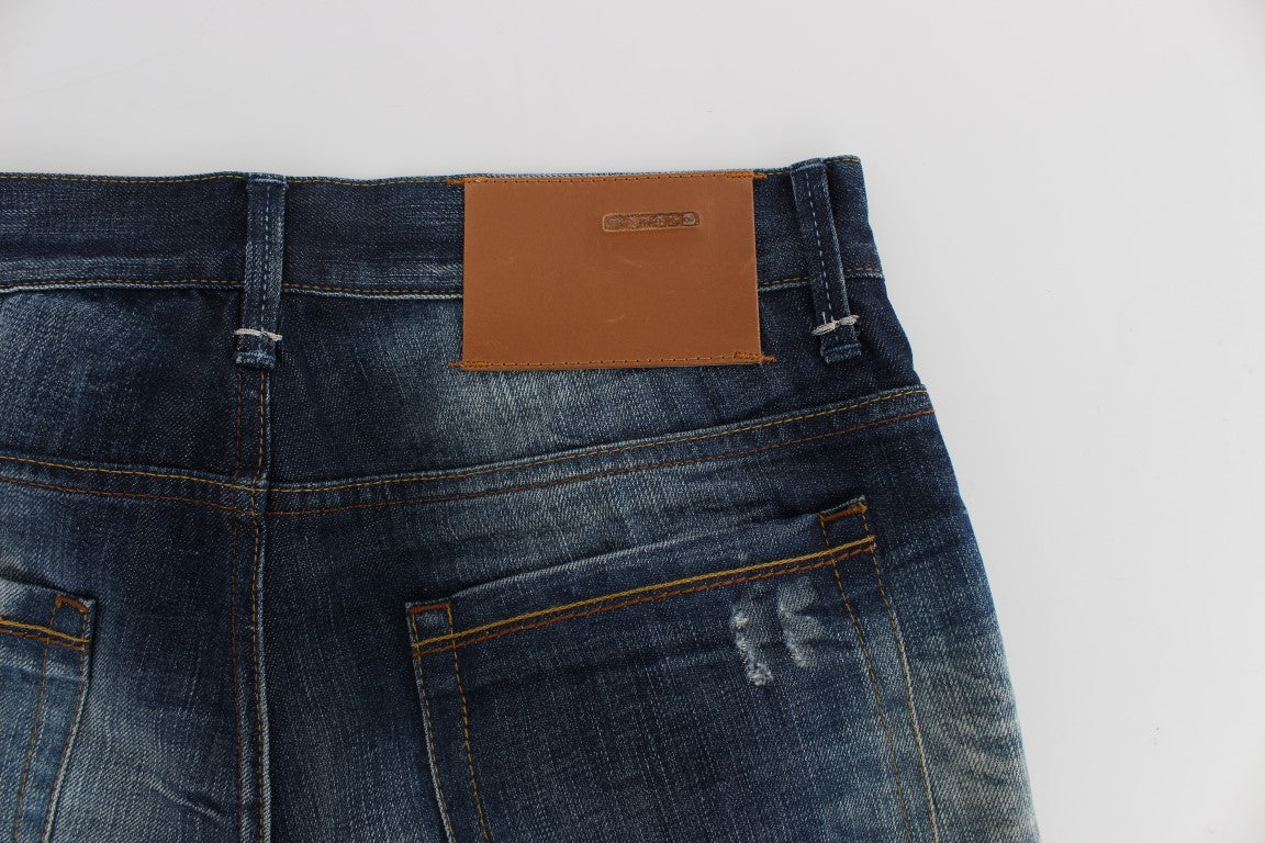 Acht Blue Wash Cotton Denim Regular Fit Jeans Acht