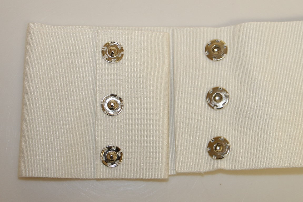Dolce & Gabbana White Crystal Brass Wide Waist Runway Belt Dolce & Gabbana