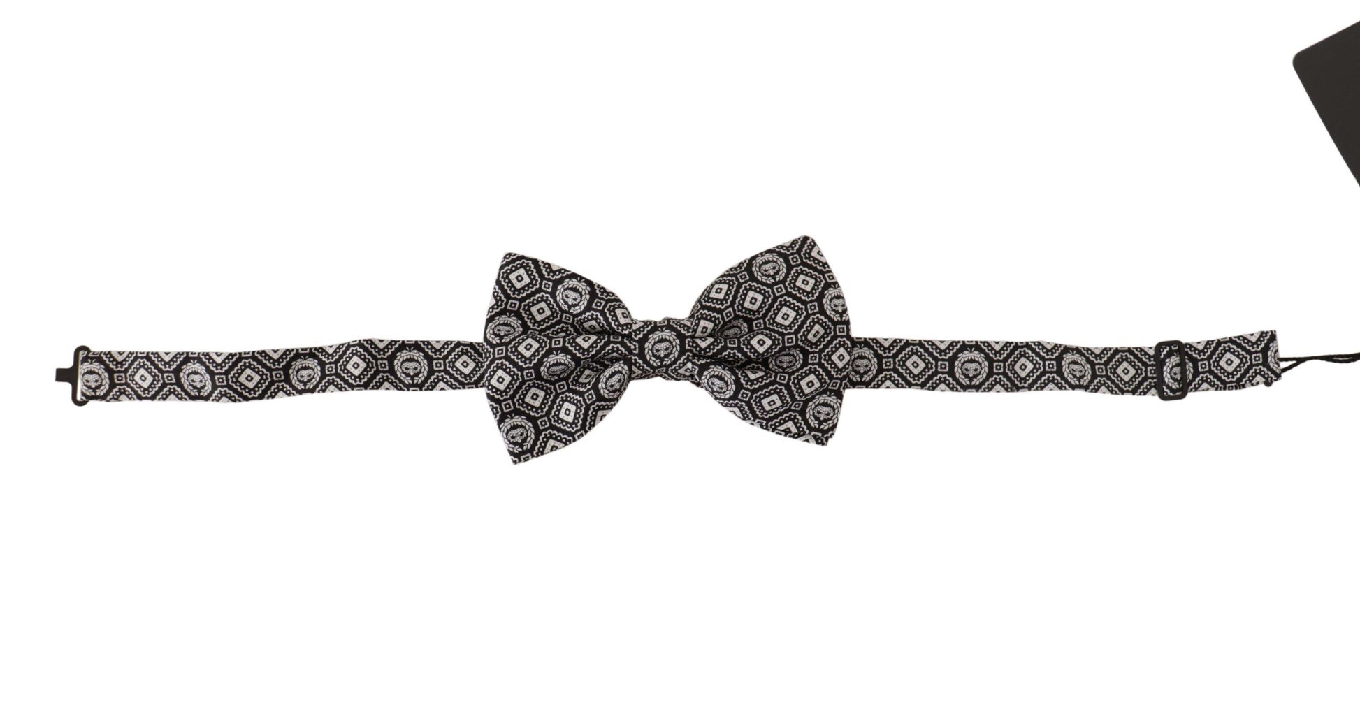 Dolce & Gabbana Black white 100% Silk Adjustable Neck Papillon Tie Dolce & Gabbana