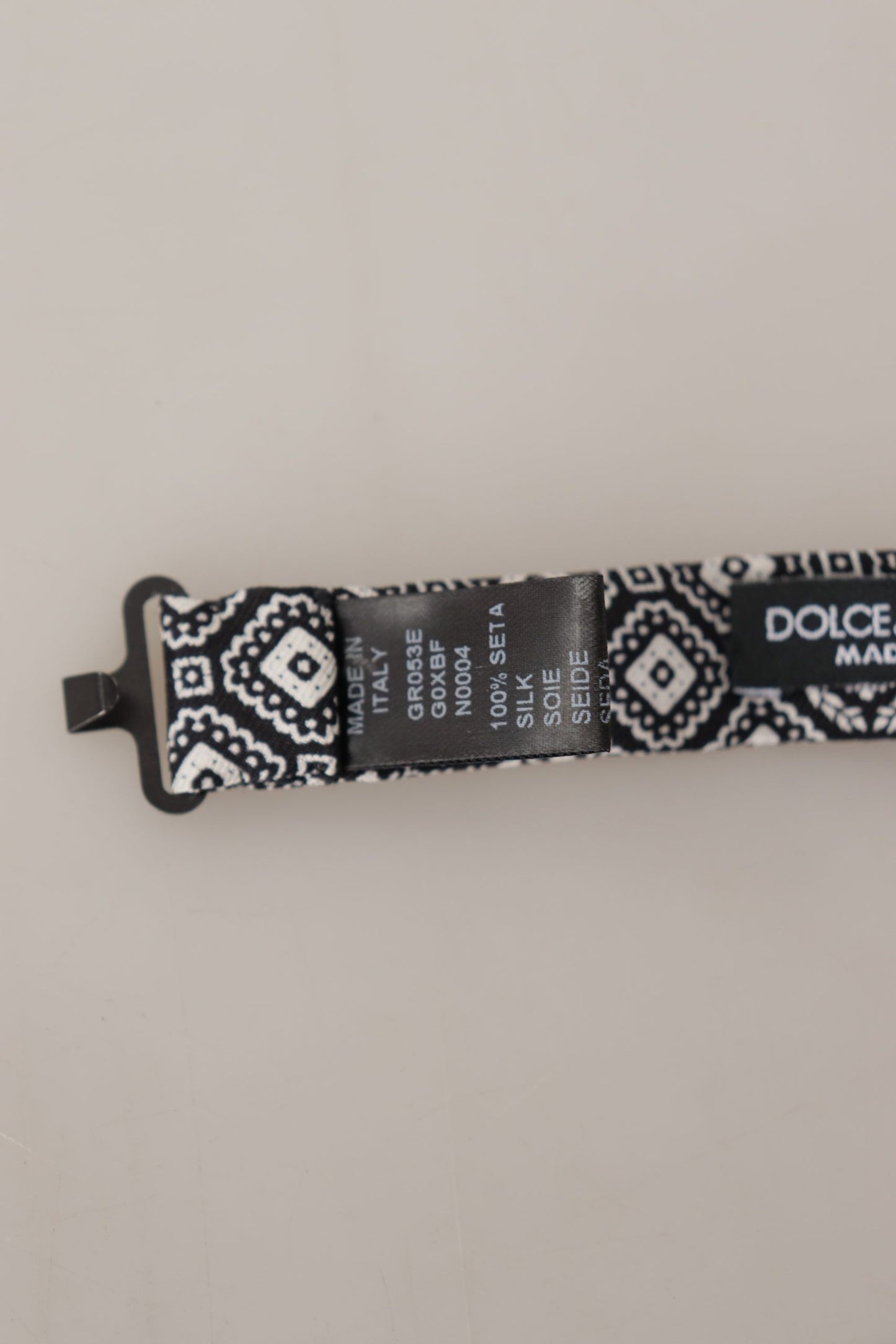 Dolce & Gabbana Black white 100% Silk Adjustable Neck Papillon Tie Dolce & Gabbana
