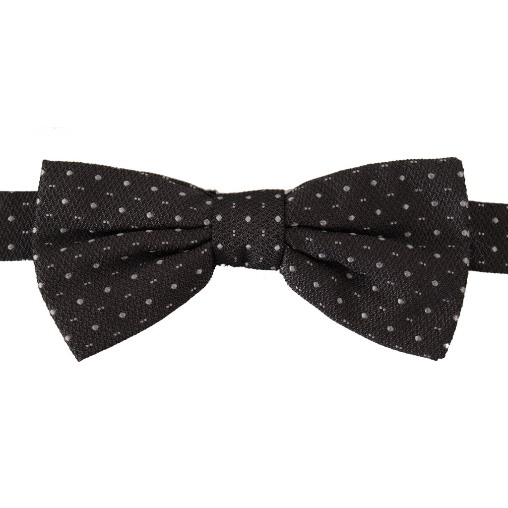 Dolce & Gabbana Gray Polka Dot 100% Silk Neck Papillon Tie