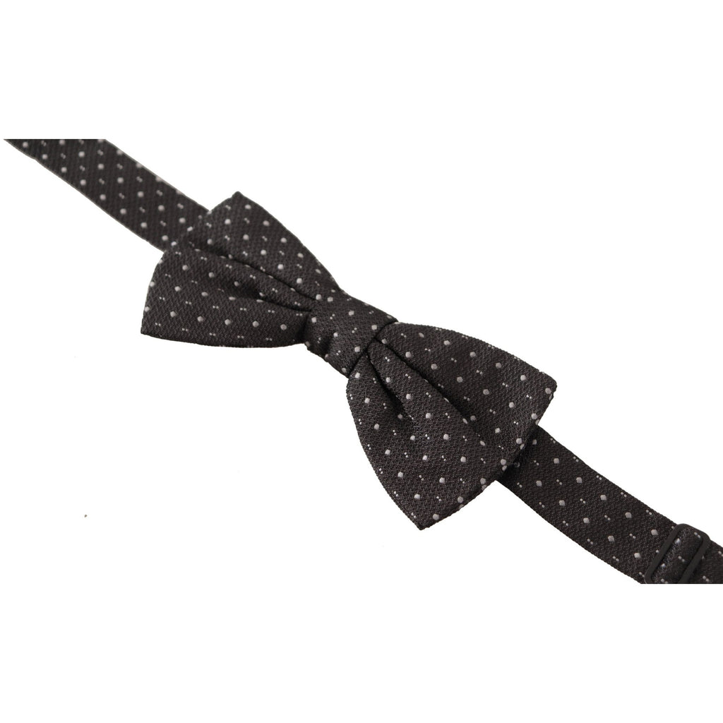 Dolce & Gabbana Gray Polka Dot 100% Silk Neck Papillon Tie