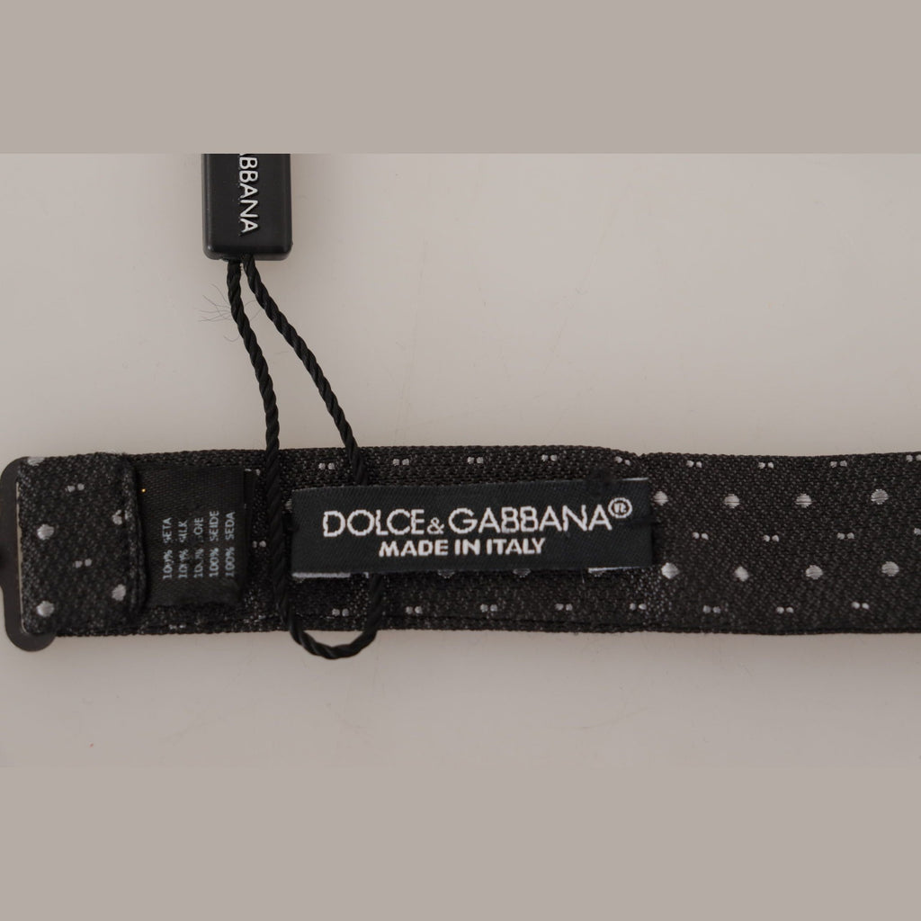 Dolce & Gabbana Gray Polka Dot 100% Silk Neck Papillon Tie