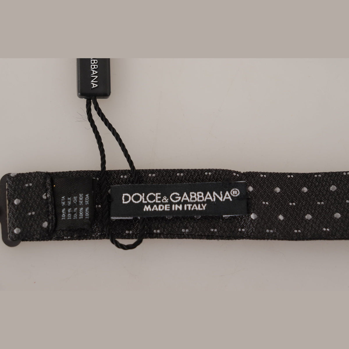 Dolce & Gabbana Gray Polka Dot 100% Silk Neck Papillon Tie
