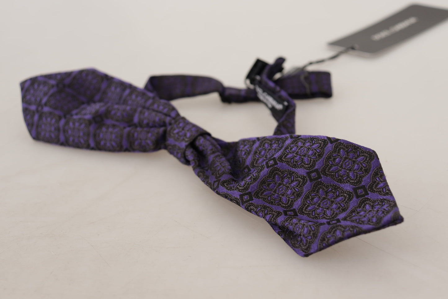 Dolce & Gabbana Blue Geometric Silk Adjustable Neck Papillon Tie Dolce & Gabbana