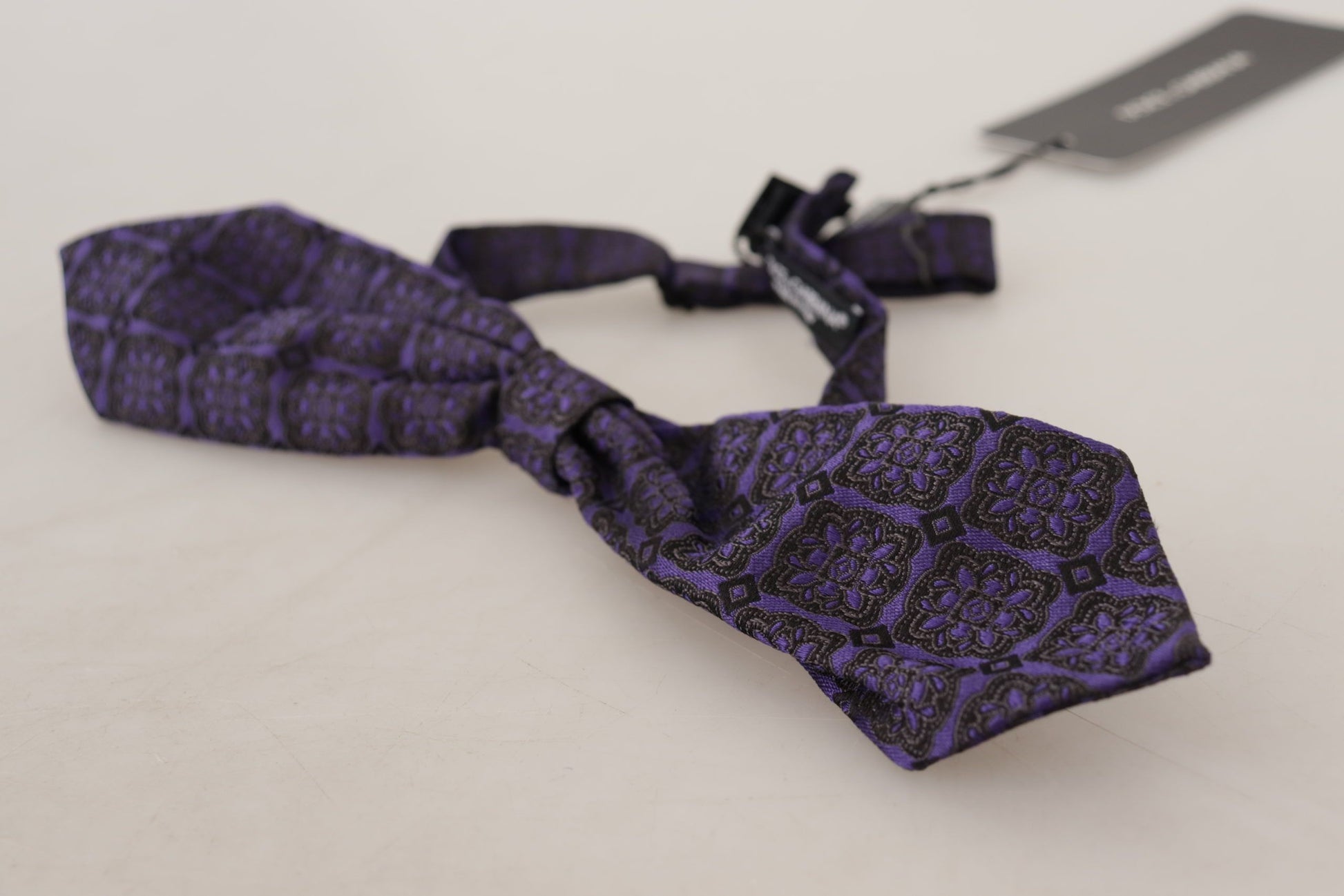 Dolce & Gabbana Blue Geometric Silk Adjustable Neck Papillon Tie Dolce & Gabbana