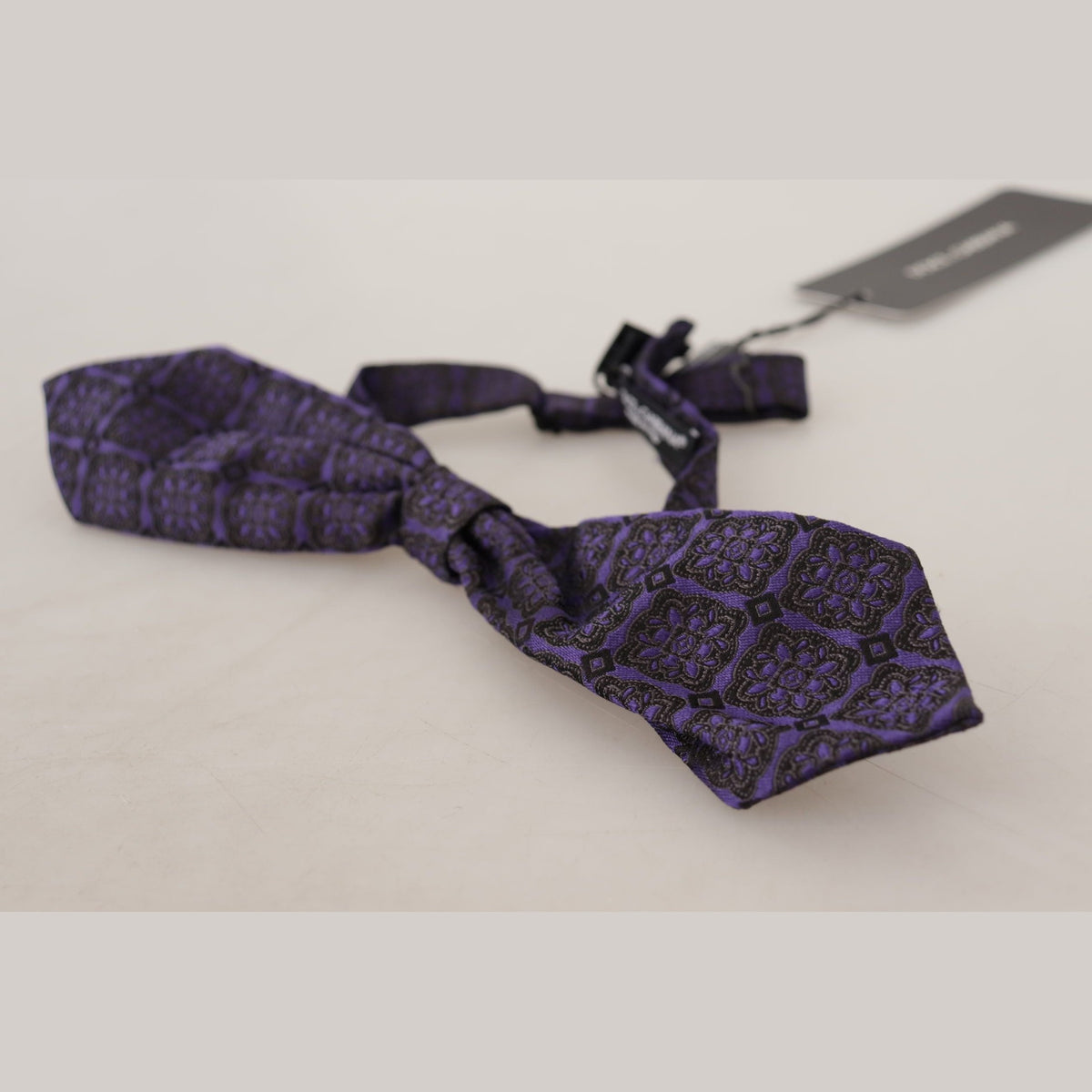 Dolce & Gabbana Blue Geometric Silk Adjustable Neck Papillon Tie