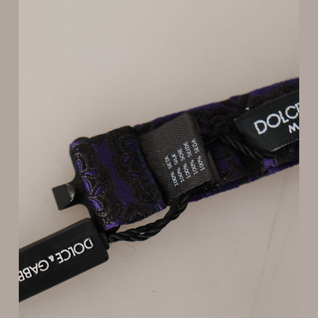 Dolce & Gabbana Blue Geometric Silk Adjustable Neck Papillon Tie