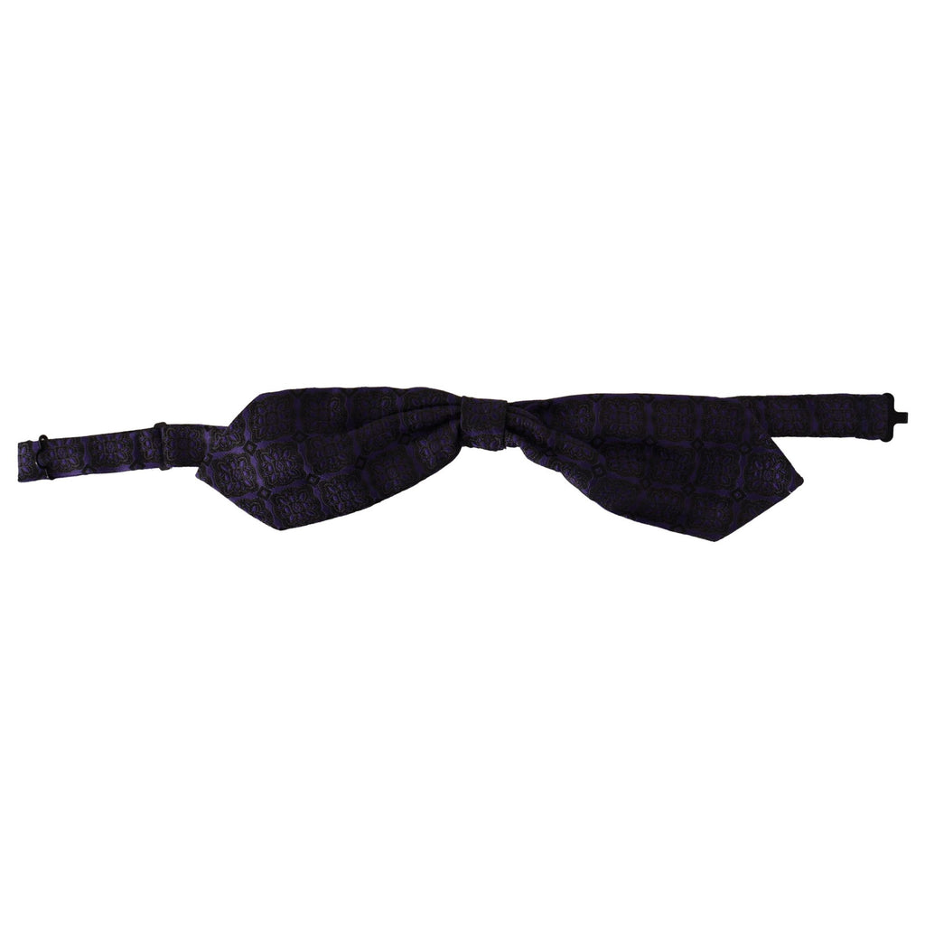Dolce & Gabbana Blue Geometric Silk Adjustable Neck Papillon Tie