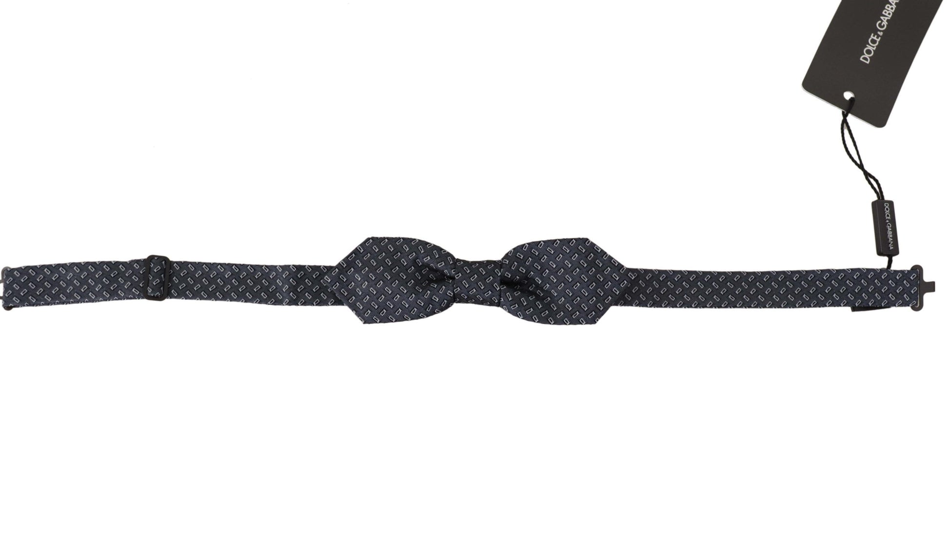 Dolce & Gabbana Blue Gray Polka Dot 100% Silk Neck Papillon Tie Dolce & Gabbana