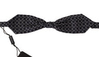 Dolce & Gabbana Dark Gray White Round 100% Silk Neck Papillon  Tie