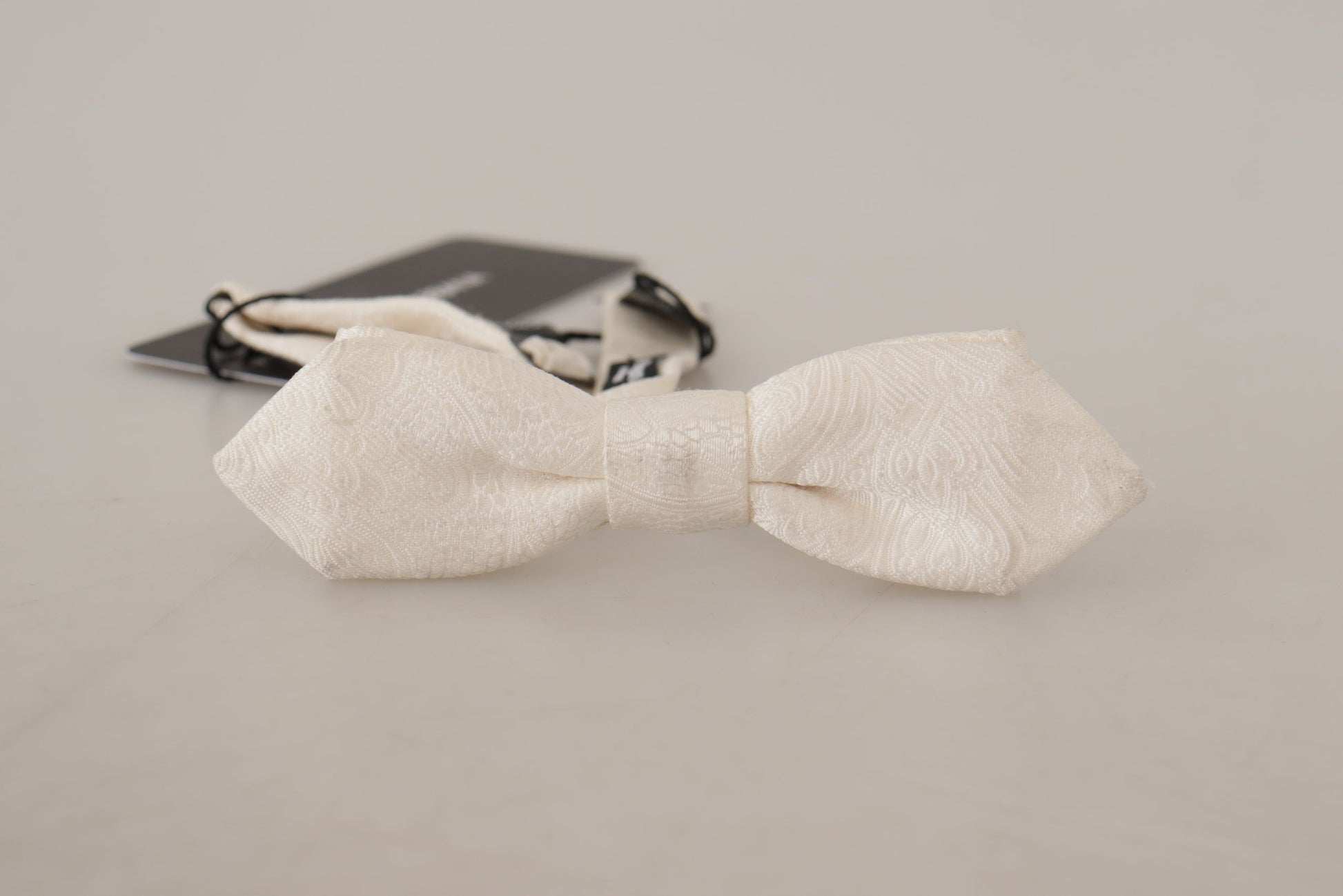 Dolce & Gabbana White 100% Silk Slim Adjustable Neck Papillon Tie Dolce & Gabbana