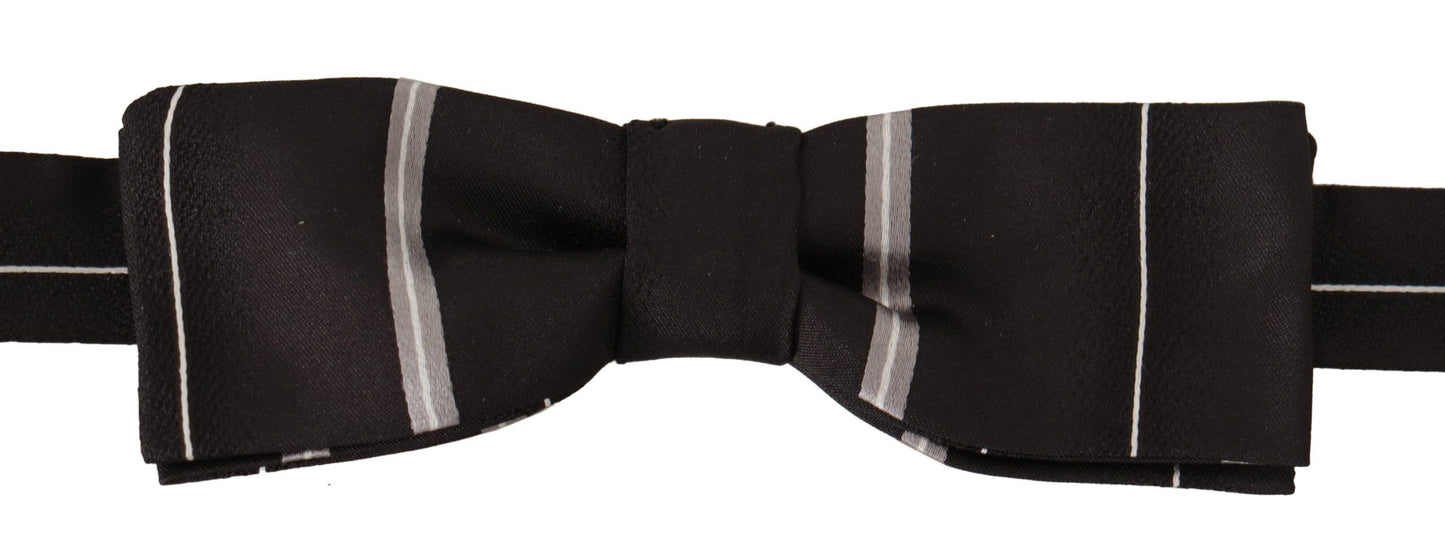 Dolce & Gabbana Black Grey Lining 100% Silk Neck Papillon Tie Dolce & Gabbana