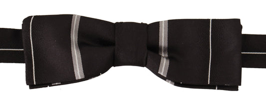 Dolce & Gabbana Black Grey Lining 100% Silk Neck Papillon Tie Dolce & Gabbana