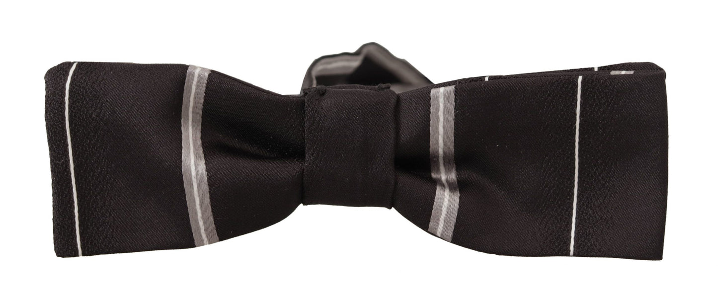 Dolce & Gabbana Black Grey Lining 100% Silk Neck Papillon Tie Dolce & Gabbana
