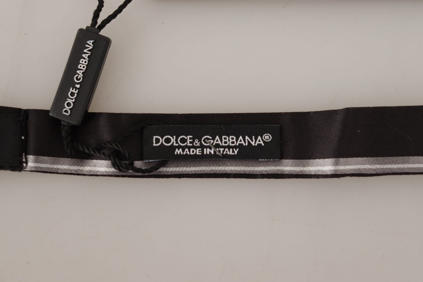 Dolce & Gabbana Black Grey Lining 100% Silk Neck Papillon Tie Dolce & Gabbana