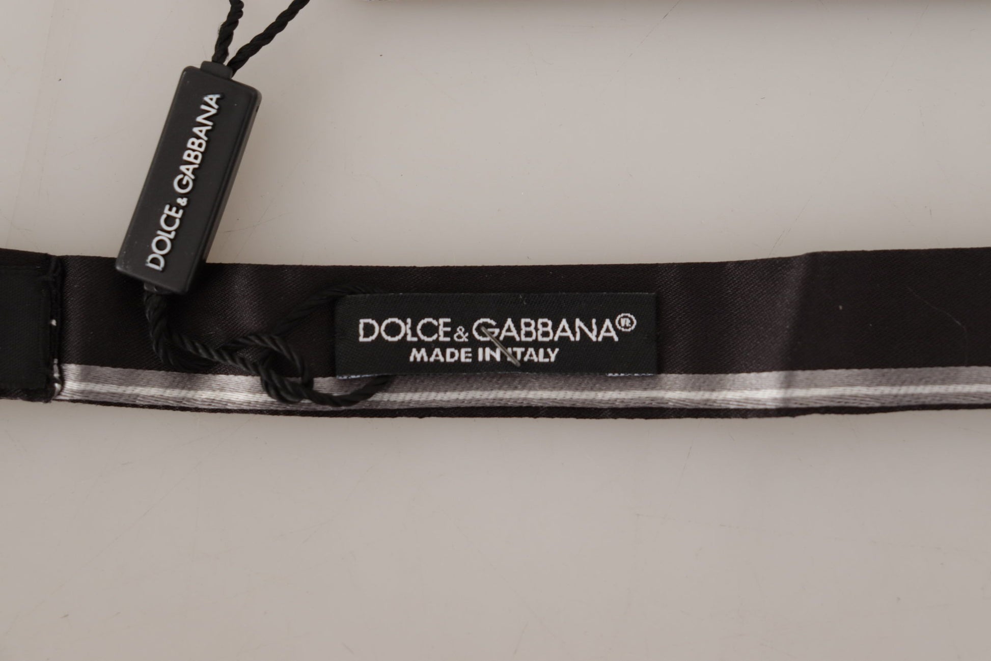 Dolce & Gabbana Black Grey Lining 100% Silk Neck Papillon Tie Dolce & Gabbana