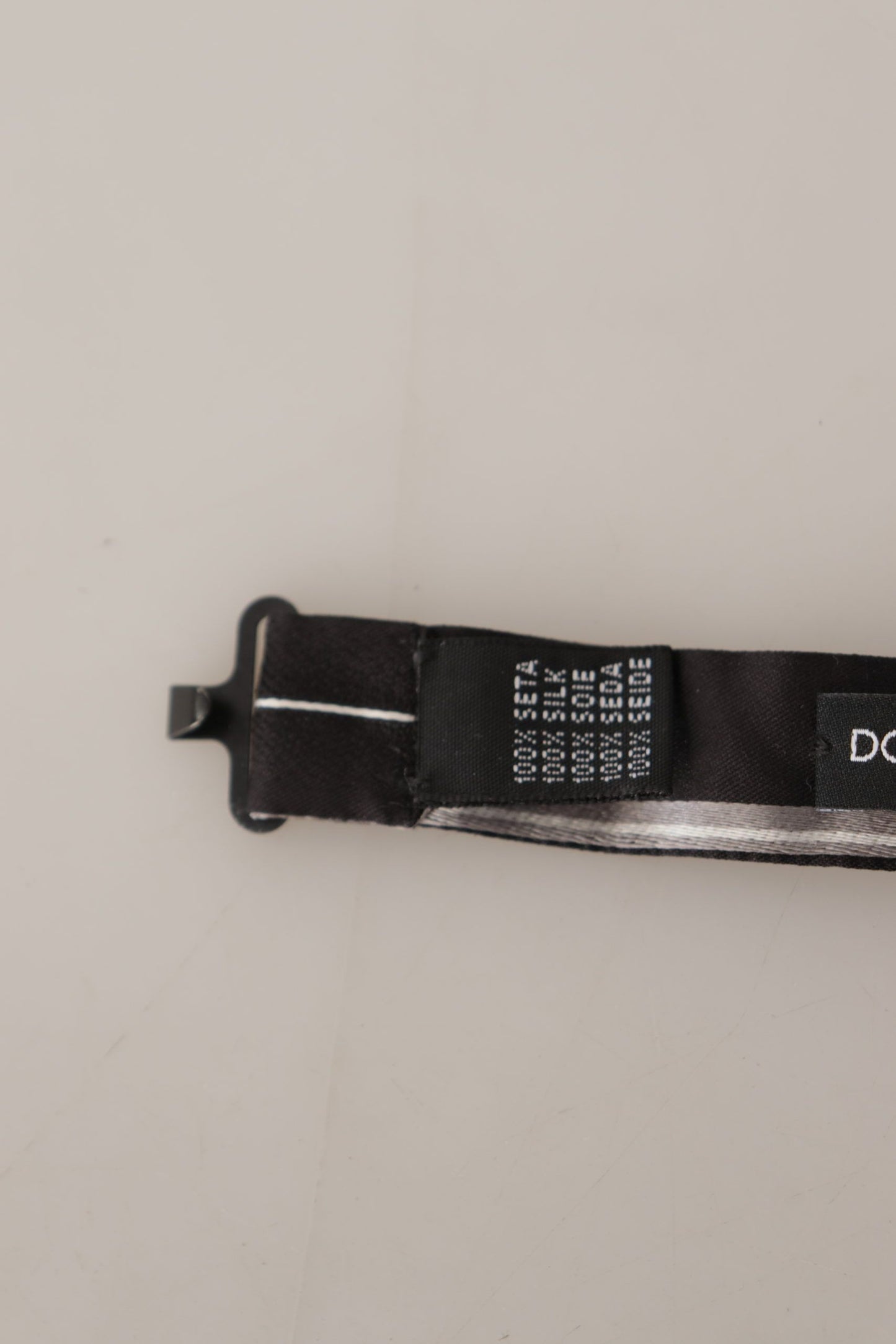 Dolce & Gabbana Black Grey Lining 100% Silk Neck Papillon Tie Dolce & Gabbana
