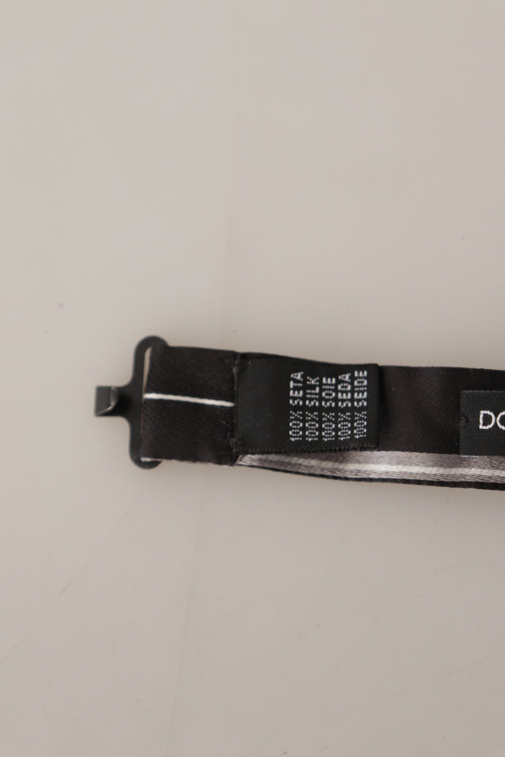 Dolce & Gabbana Black Grey Lining 100% Silk Neck Papillon Tie Dolce & Gabbana