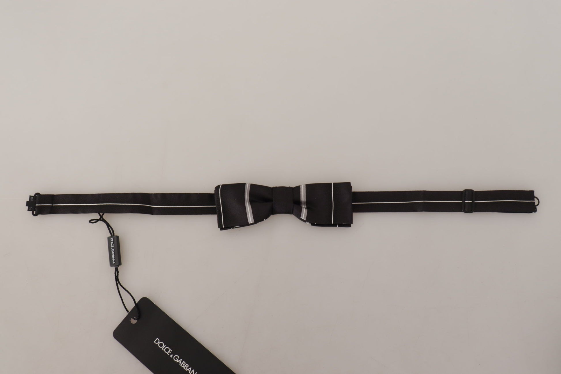 Dolce & Gabbana Black Grey Lining 100% Silk Neck Papillon Tie Dolce & Gabbana