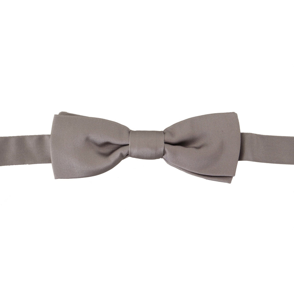 Dolce & Gabbana Silver 100% Silk Slim Adjustable Neck Papillon Tie