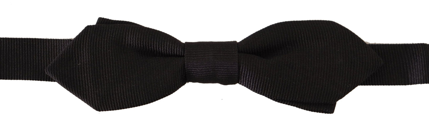 Dolce & Gabbana Black Solid 100% Silk Adjustable Neck Papillon Tie Dolce & Gabbana