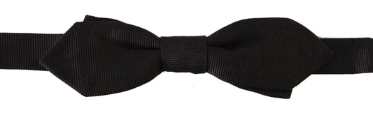 Dolce & Gabbana Black Solid 100% Silk Adjustable Neck Papillon Tie Dolce & Gabbana