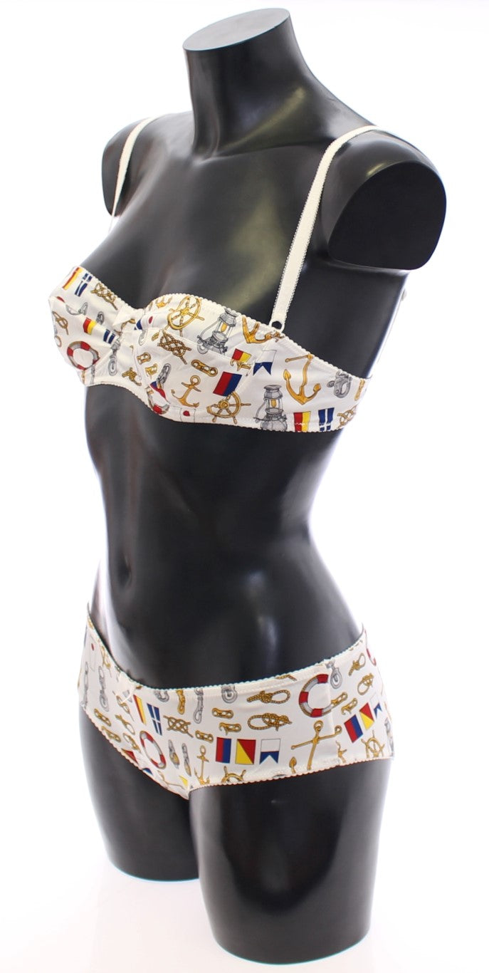 Dolce & Gabbana White Sailor Bra Panty Stretch Underwear Dolce & Gabbana