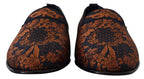 Dolce & Gabbana Blue Rust Floral Slippers Loafers Shoes - Eljoys Fashion 