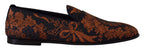 Dolce & Gabbana Blue Rust Floral Slippers Loafers Shoes - Eljoys Fashion 