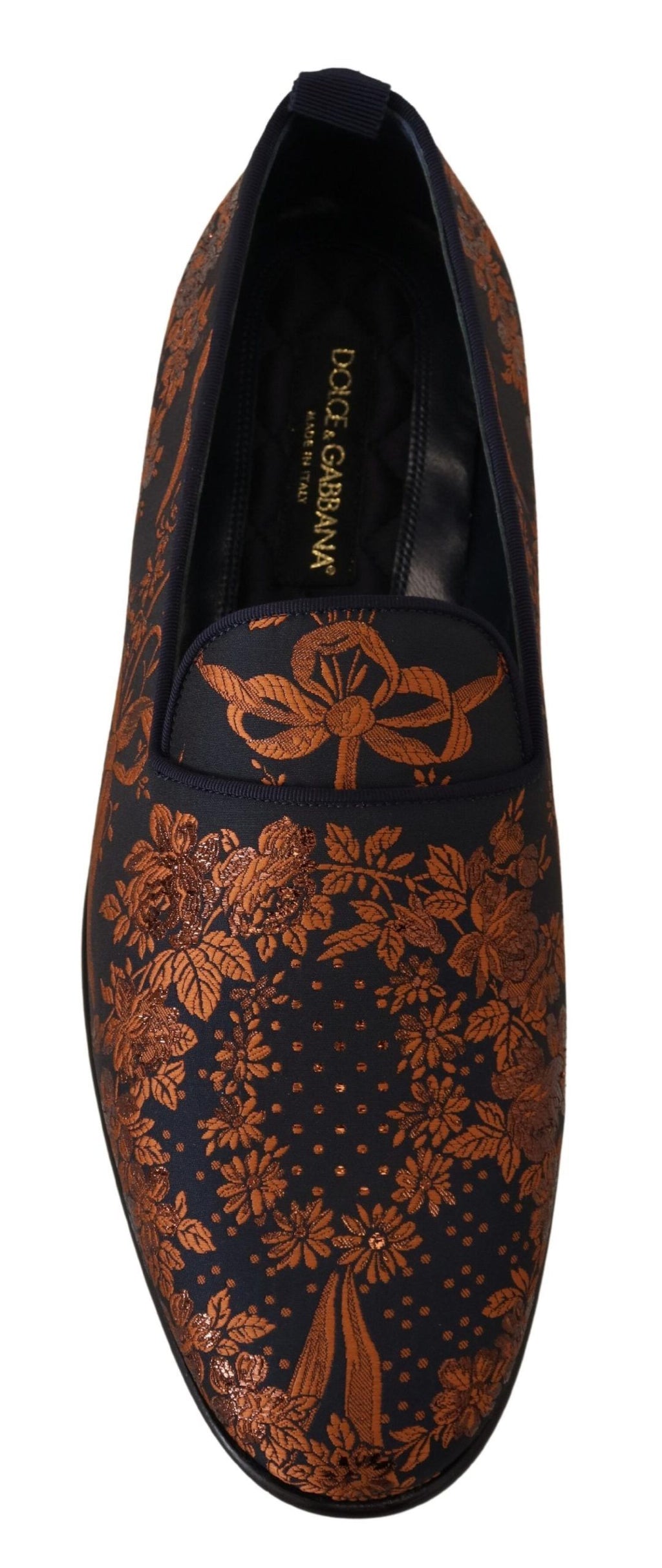 Dolce & Gabbana Blue Rust Floral Slippers Loafers Shoes - Eljoys Fashion 