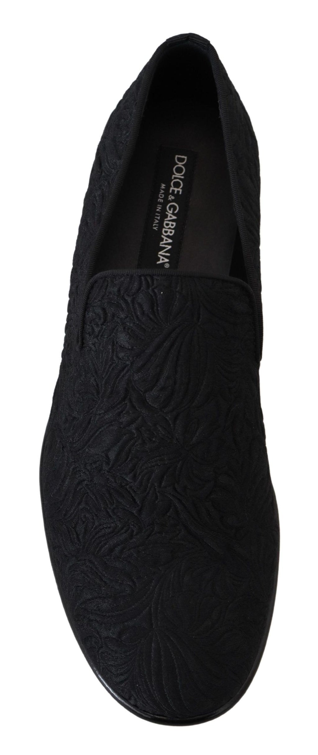 Dolce & Gabbana Black Floral Jacquard Slippers Loafers Shoes - Eljoys Fashion 