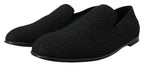Dolce & Gabbana Black Floral Jacquard Slippers Loafers Shoes - Eljoys Fashion 