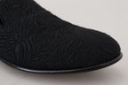 Dolce & Gabbana Black Floral Jacquard Slippers Loafers Shoes - Eljoys Fashion 