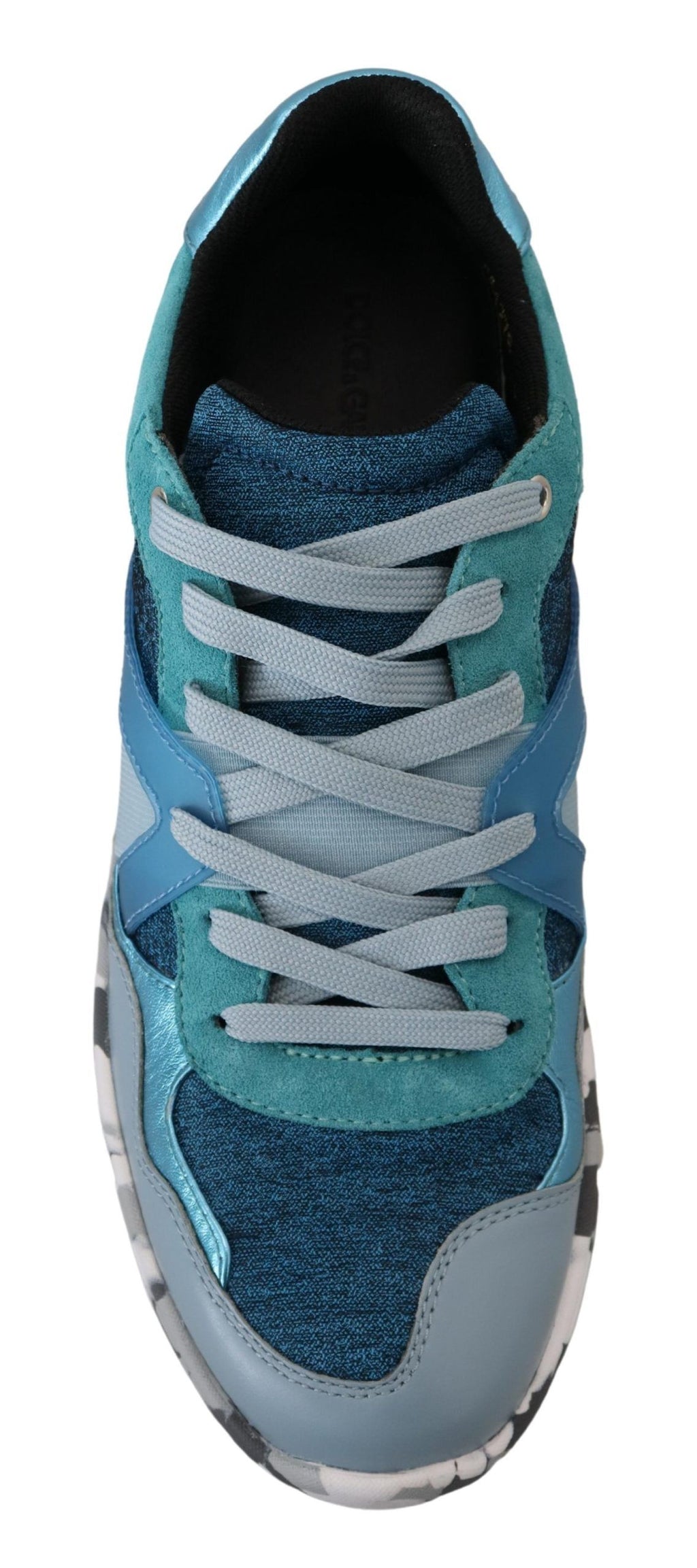 Dolce & Gabbana Blue Gray Leather Sport Low Top Sneakers - Eljoys Fashion 