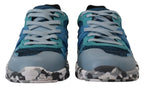 Dolce & Gabbana Blue Gray Leather Sport Low Top Sneakers - Eljoys Fashion 