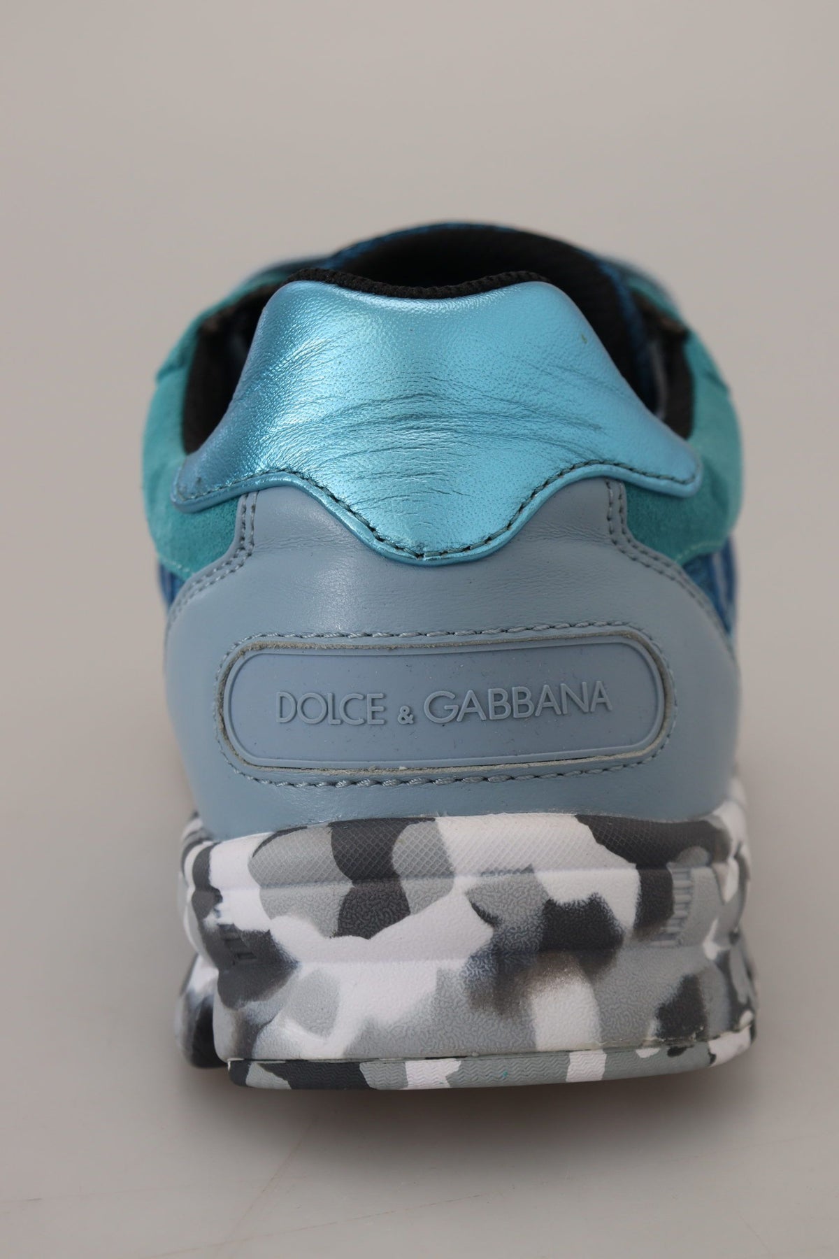 Dolce & Gabbana Blue Gray Leather Sport Low Top Sneakers - Eljoys Fashion 