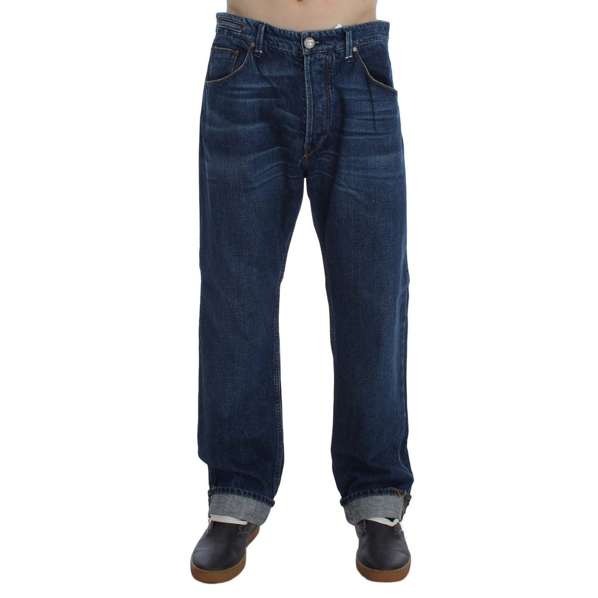 Acht Blue Wash Cotton Baggy Loose Fit Jeans