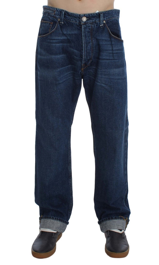 Acht Blue Wash Cotton Baggy Loose Fit Jeans Acht