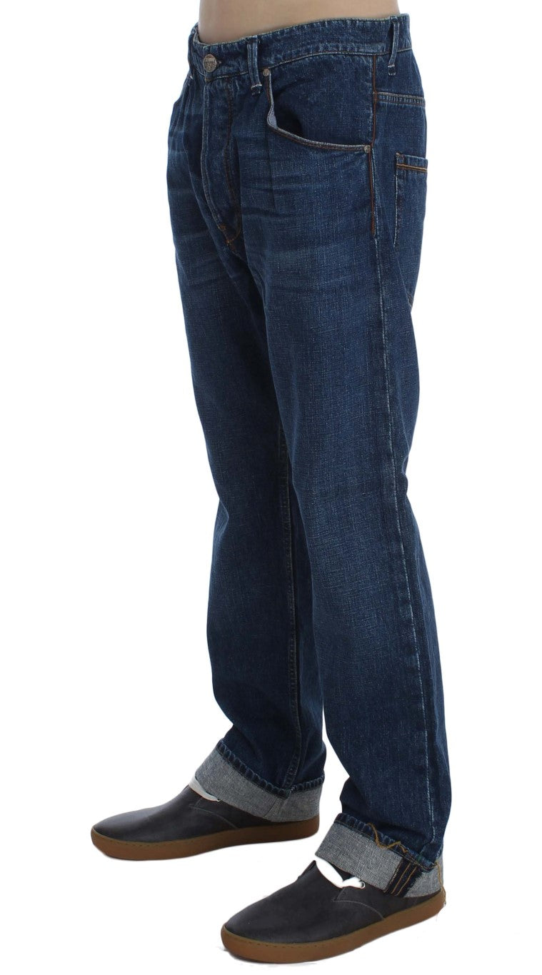 Acht Blue Wash Cotton Baggy Loose Fit Jeans Acht
